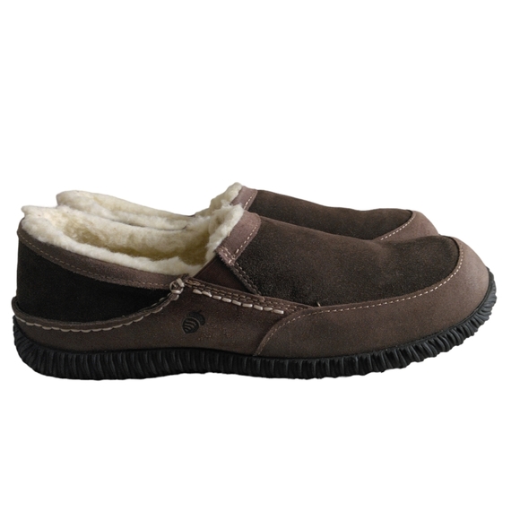 Acorn Comfort Earth Shearling Sheepskin Suede Hard Bottom Bedroom Shoe Slippers - Picture 7 of 16